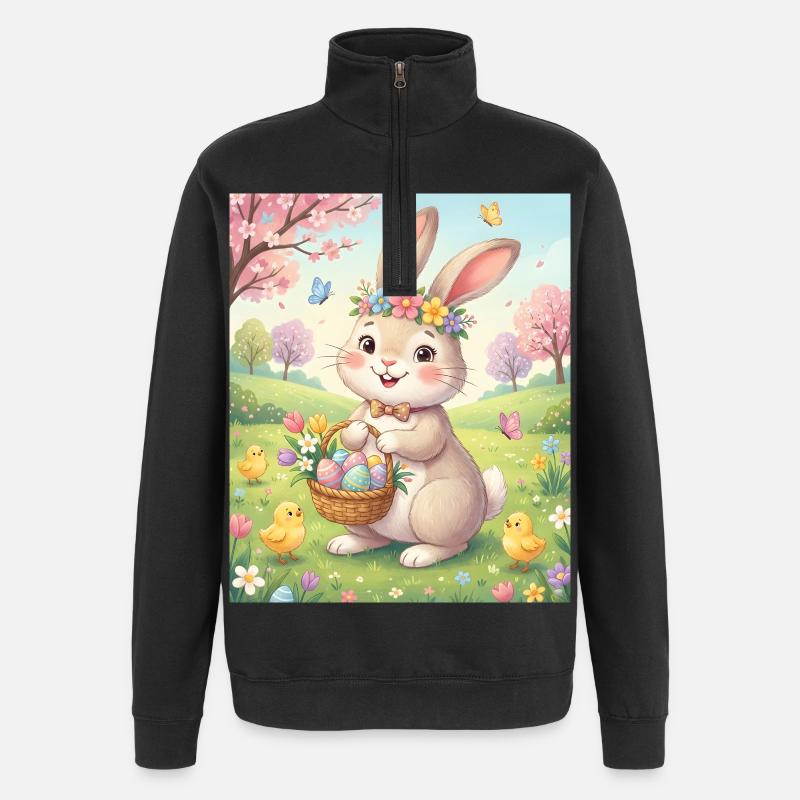 Lapin de Pâques - Sweat à zip 1/4 - noir