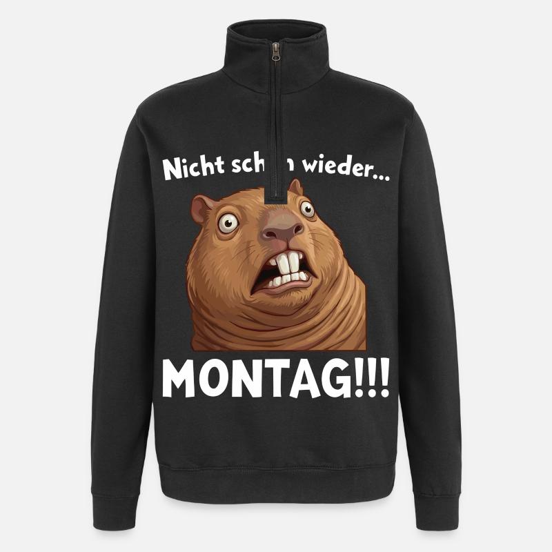 Capybara saying: Not Monday again! - Quarter-Zip Sweatshirt - black