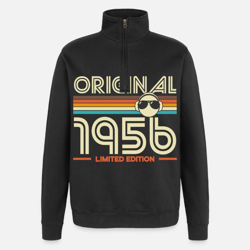 Original 1956 Retro Stripes - Quarter-Zip Sweatshirt - black