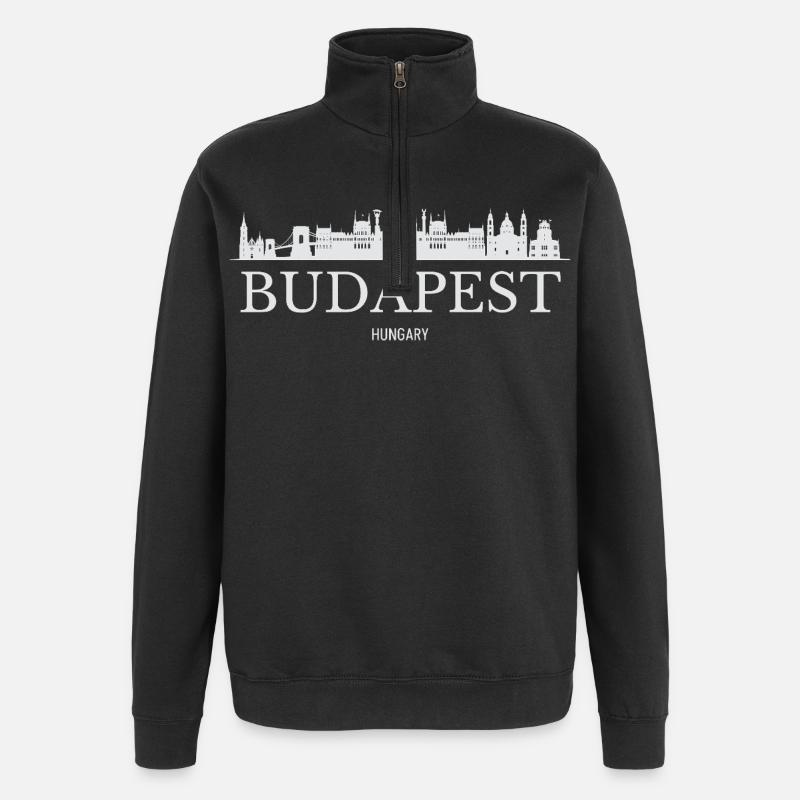 Skyline de Budapest, Budapest Hongrie - Sweat à zip 1/4 - noir