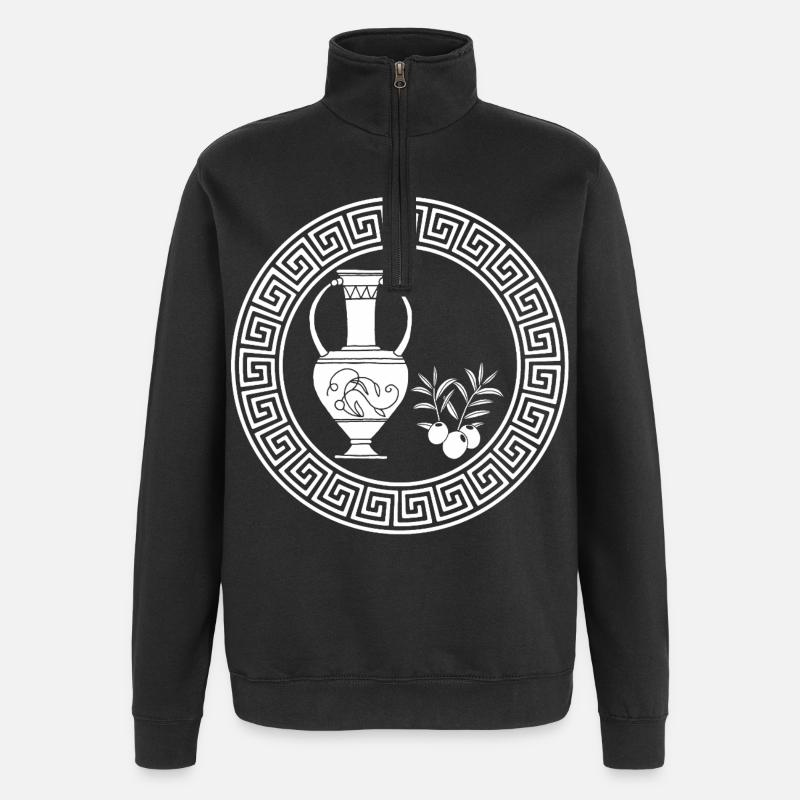 Symbole d'abondance (blanc) - Sweat à zip 1/4 - noir
