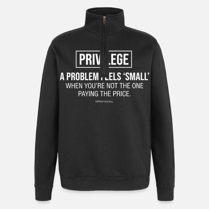 Empathie Statement Typografie - Quarter-Zip-Sweatshirt - Schwarz