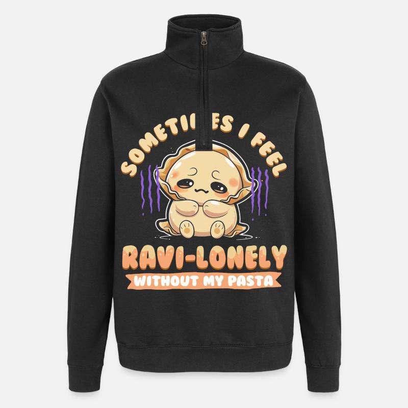 Ravioli Ravi-lonely Without My Pasta - Quarter-Zip Sweatshirt - black