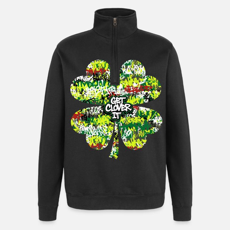 Graffiti Kleeblatt - Quarter-Zip-Sweatshirt - Schwarz
