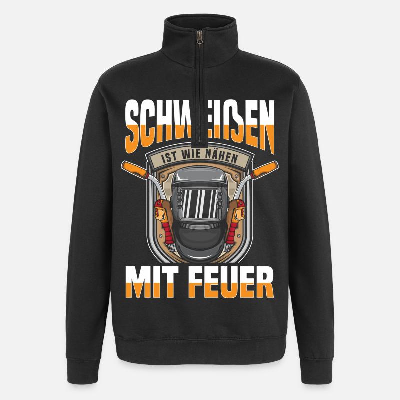 Schweißer Mit Feuer - Quarter-Zip-Sweatshirt - Schwarz