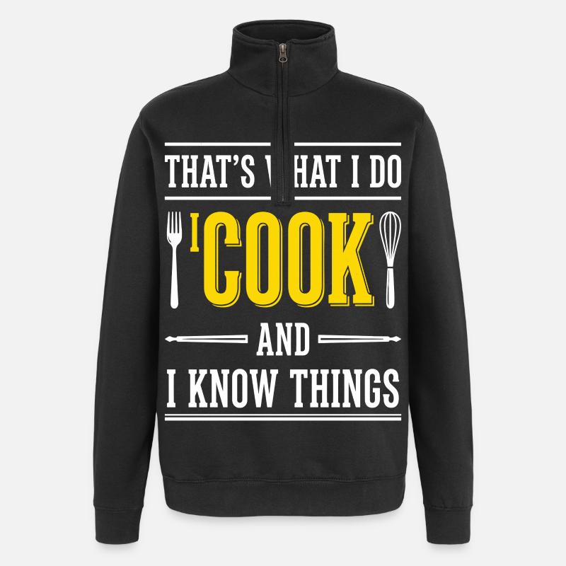 Chef che dice Tipografia Cucina - Felpa con zip 1/4 - nero