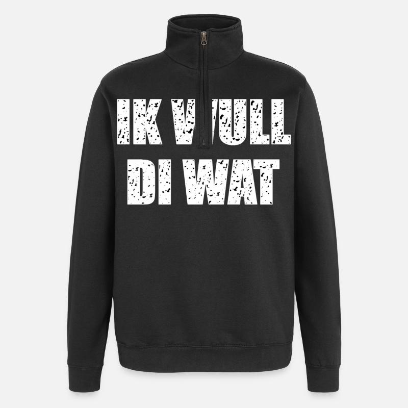 Funny Low German saying - Quarter-Zip Sweatshirt - black