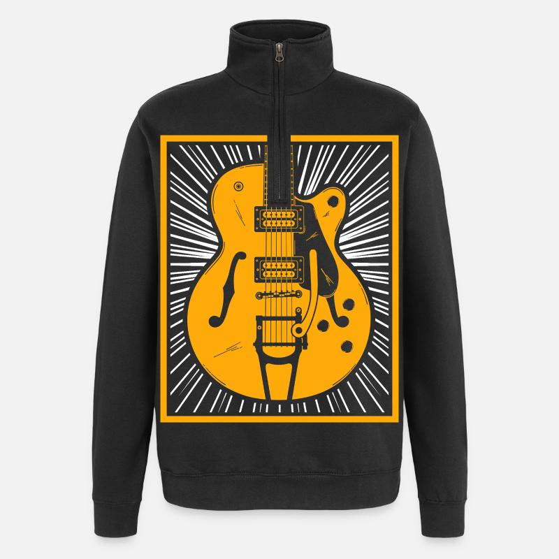 Silhouette de guitare rétro - Sweat à zip 1/4 - noir