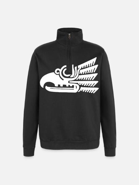 White tribal bird head - Quarter-Zip Sweatshirt - black