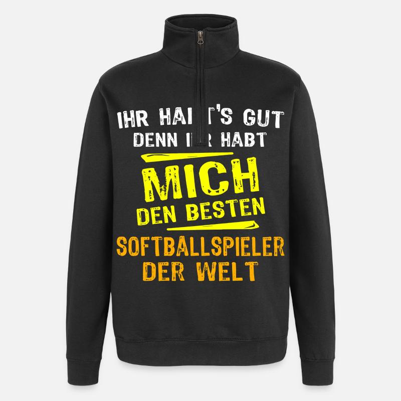 Cadeau pour joueuse de softball - Sweat à zip 1/4 - noir