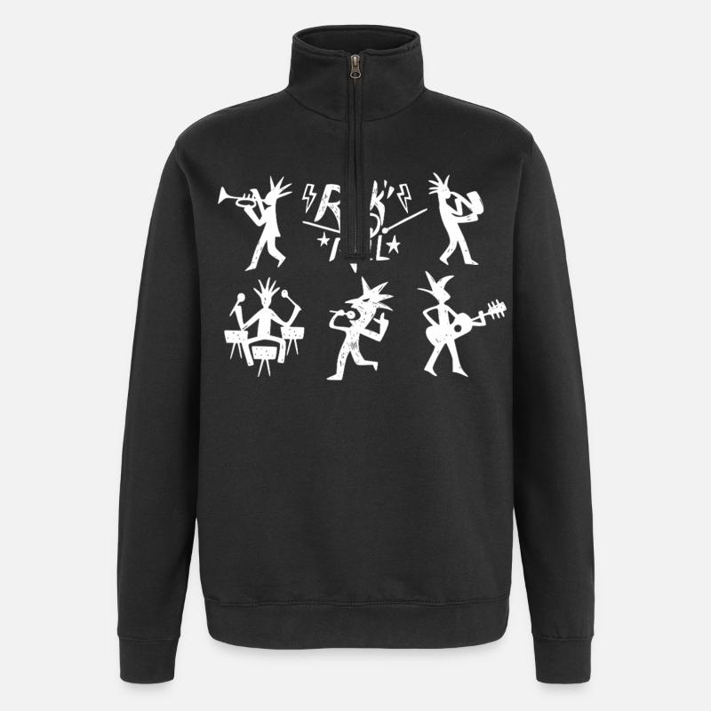 Rock and Roll Band - Quarter-Zip Sweatshirt - black