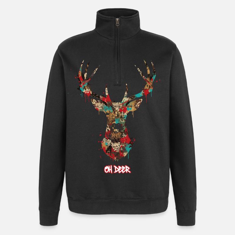 Deer Graffiti - Quarter-Zip Sweatshirt - black