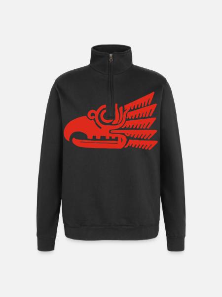 Roter Stammesvogelkopf - Quarter-Zip-Sweatshirt - Schwarz