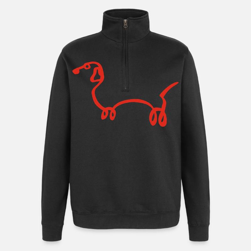 Minimalistischer Roter Wursthund - Quarter-Zip-Sweatshirt - Schwarz