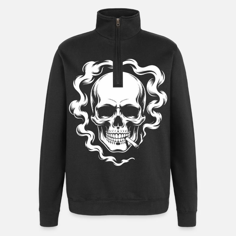 Conception du crâne fumant - Sweat à zip 1/4 - noir