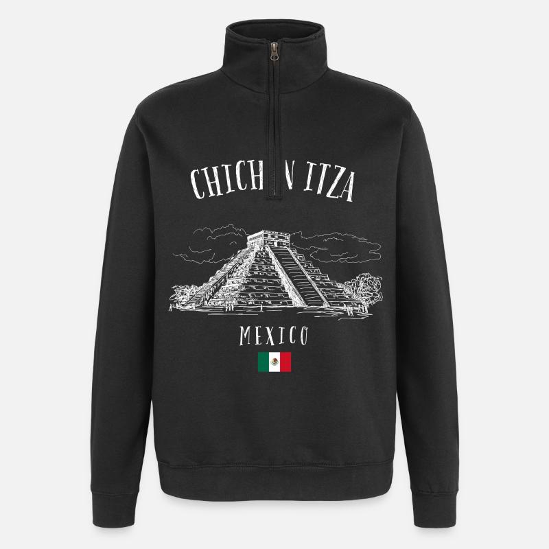 Pyramide de Chichen Itza, Mexique - Sweat à zip 1/4 - noir