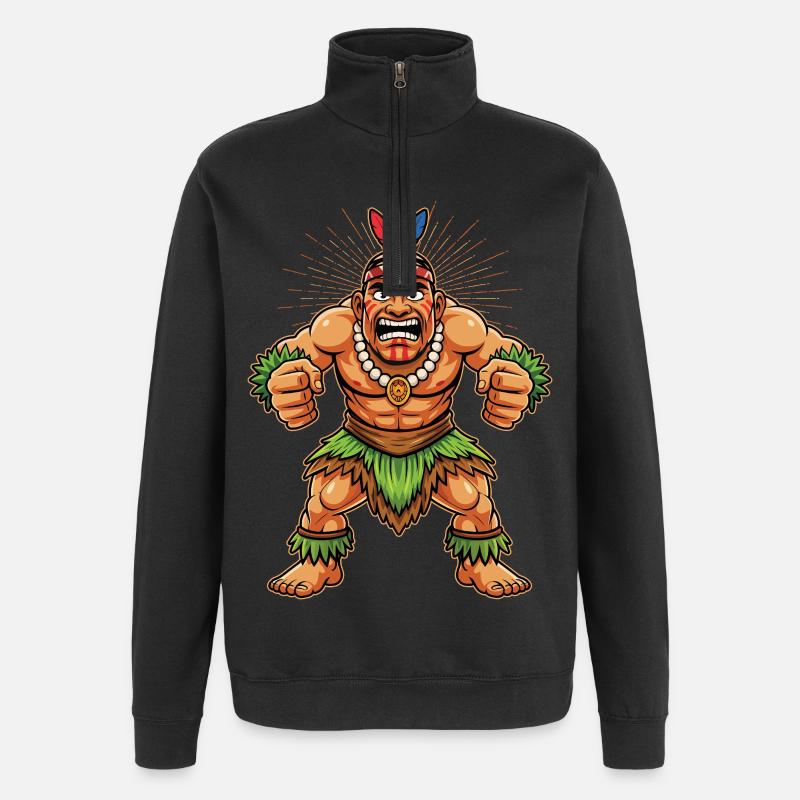 Maori-Polynesisches Neuseeland - Quarter-Zip-Sweatshirt - Schwarz