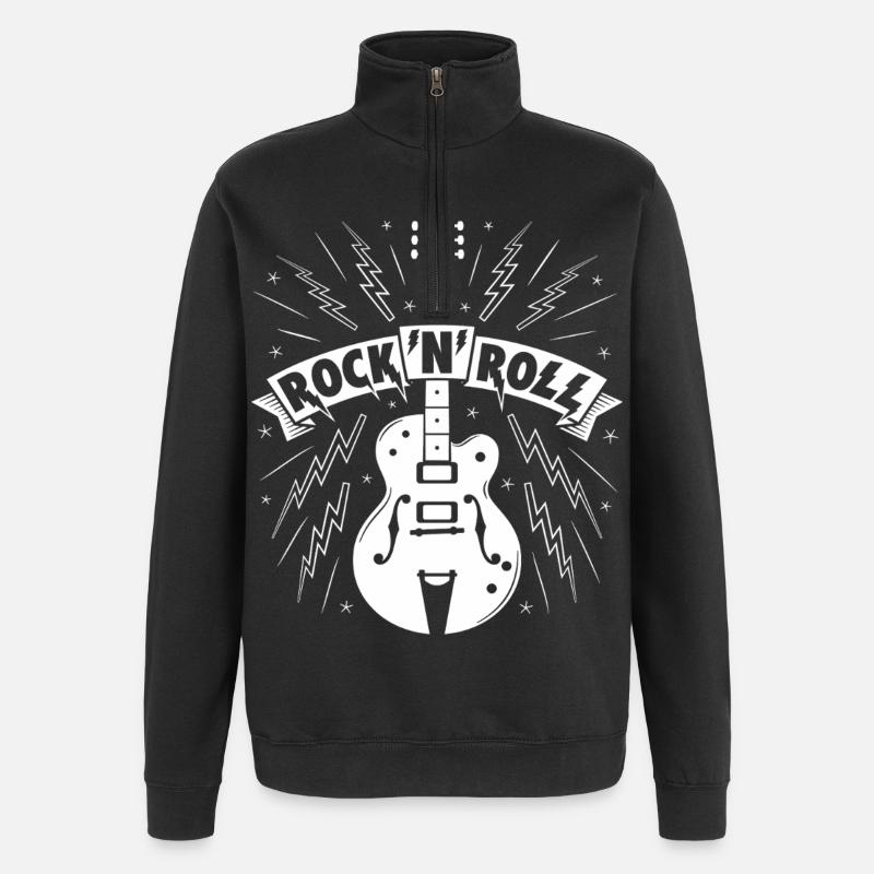 Rock'N'Roll-Banner mit Gitarre - Quarter-Zip-Sweatshirt - Schwarz