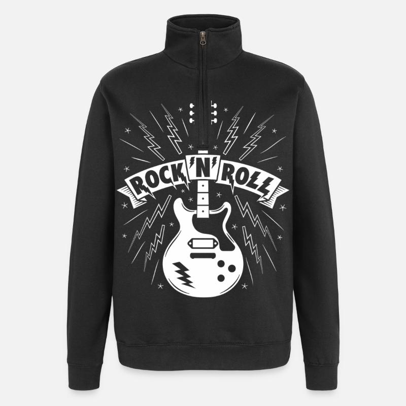 Rock'N'Roll Banner with Guitar - Quarter-Zip Sweatshirt - black