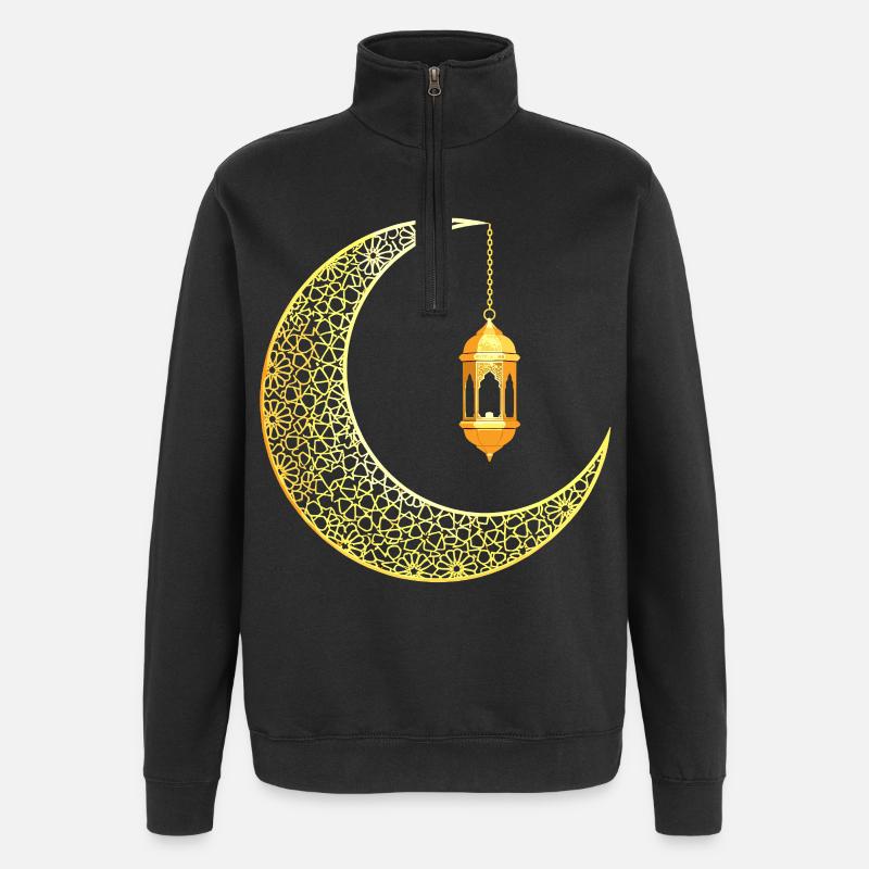 Ramadan Crescent Moon Eid Mubarak - Quarter-Zip Sweatshirt - black