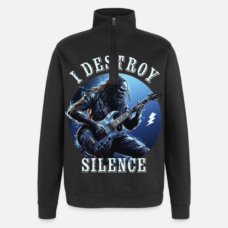 Je détruis le silence - Sweat à zip 1/4 - noir