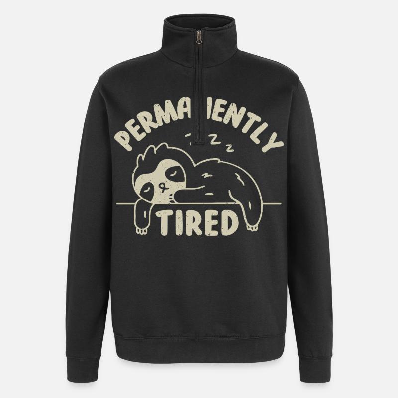Permanently Tired - Quarter-Zip Sweatshirt - black