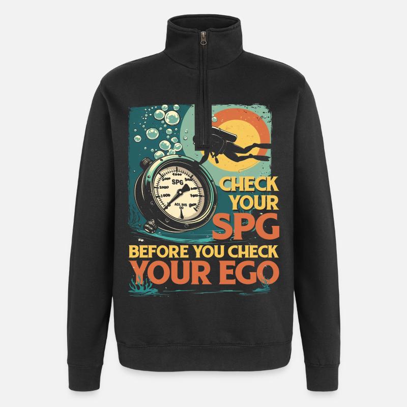 Plongeurs Plongée Plongée Vérifiez votre SPG - Sweat à zip 1/4 - noir