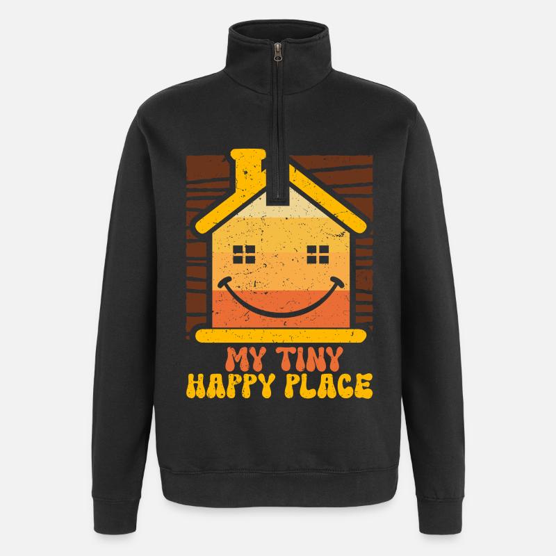 Tiny House My Tiny Happy Place - Quarter-Zip-Sweatshirt - Schwarz