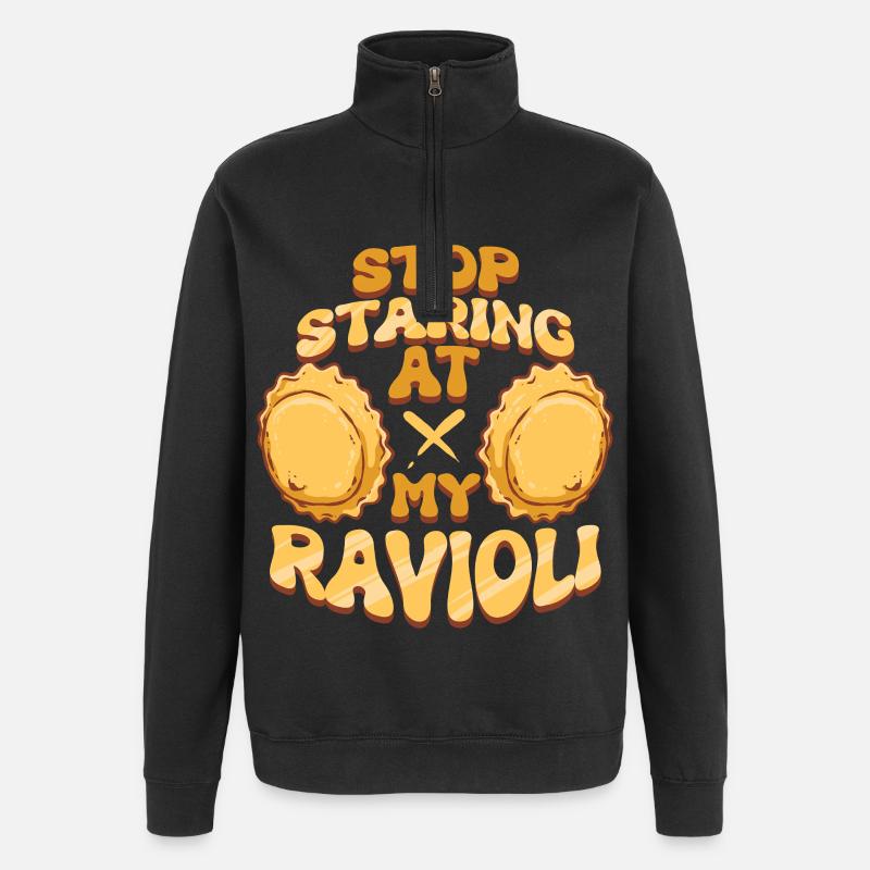 Arrête de fixer mes ravilis - Sweat à zip 1/4 - noir