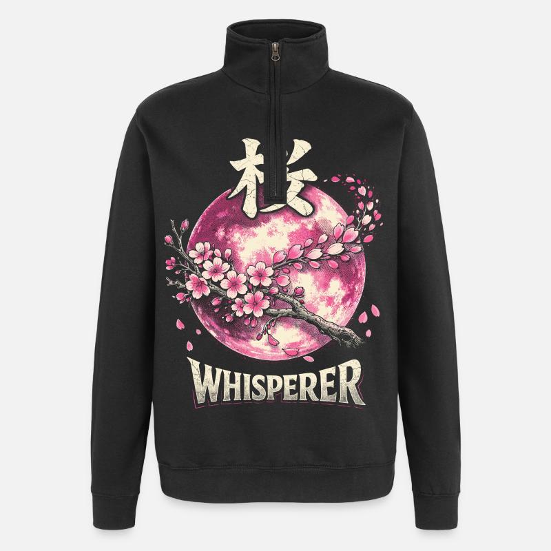 Cherry Blossom Sakura Cherry Blossom - Quarter-Zip Sweatshirt - black
