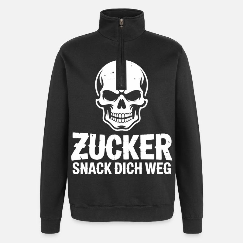 Zucker Schädel Snack Dich Weg - Quarter-Zip-Sweatshirt - Schwarz