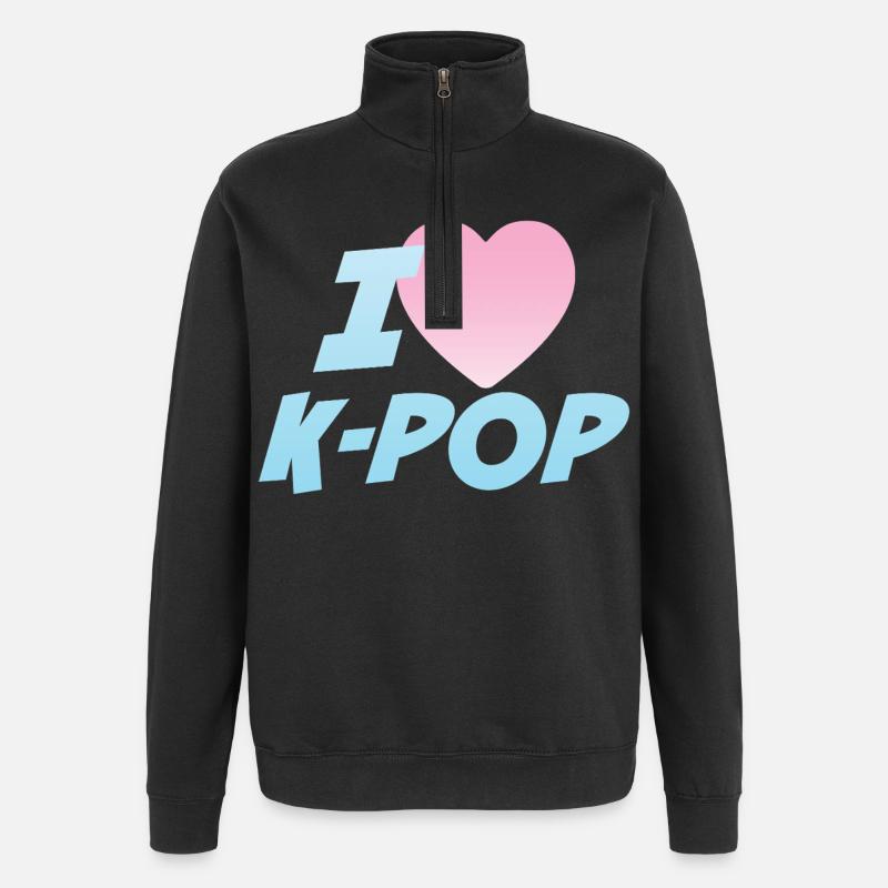 Ich liebe K-Pop - Quarter-Zip-Sweatshirt - Schwarz