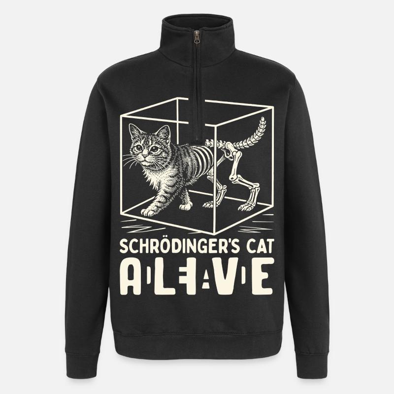 Schrödinger's Cat Dead And Alive - Quarter-Zip Sweatshirt - black