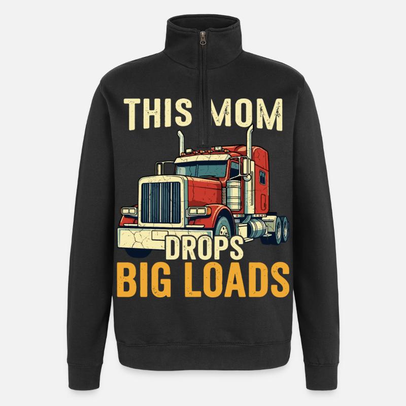 Lkw-Fahrer, Mutter, Sattelzugfahrerin, Mutter - Quarter-Zip-Sweatshirt - Schwarz
