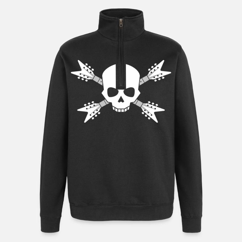 Guitares Skull et Croisées - Sweat à zip 1/4 - noir