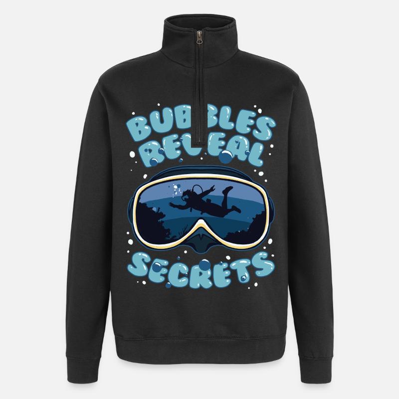 Divers Diving Bubbles Reveal Secrets - Quarter-Zip Sweatshirt - black