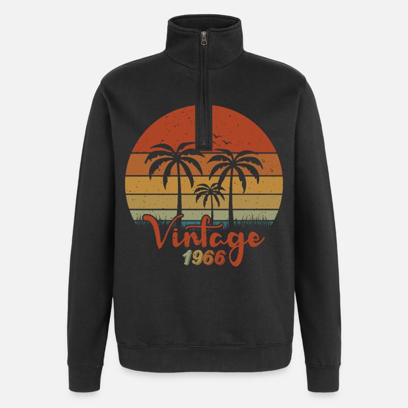 1966 Geburtsjahr - Quarter-Zip-Sweatshirt - Schwarz