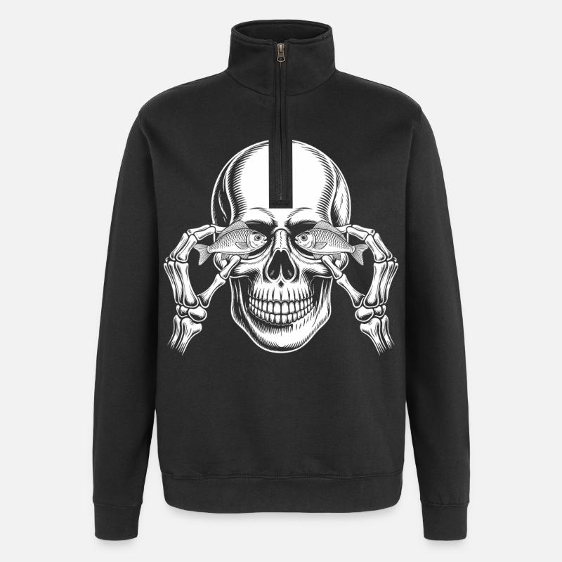 CrĂąne aux yeux de poisson - Sweat Ă zip 1/4 - noir