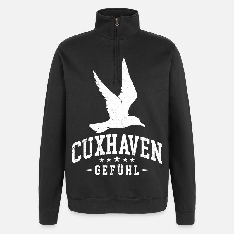 Cuxhaven CUXHAVEN FEELING Funny - Quarter-Zip Sweatshirt - black