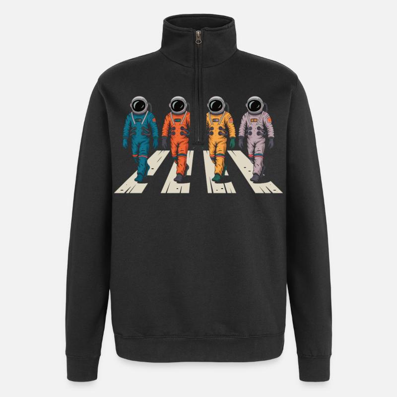 Retro Astronaut Shirt – Science Fiction - Quarter-Zip Sweatshirt - black