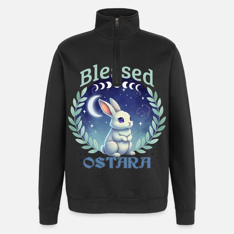 Ostara Happy Easter Pagan Spring Equinox - Quarter-Zip Sweatshirt - black