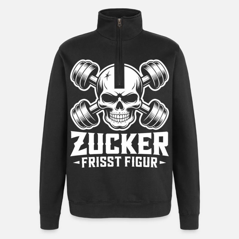 Haltères de Sucre Mange Figure Skull - Sweat à zip 1/4 - noir
