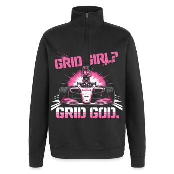 Autorennen Motorsport - Quarter-Zip-Sweatshirt - Schwarz - Vorne - AI Model Female 172 light (172cm) & AI Model Male 178 dark (178cm)