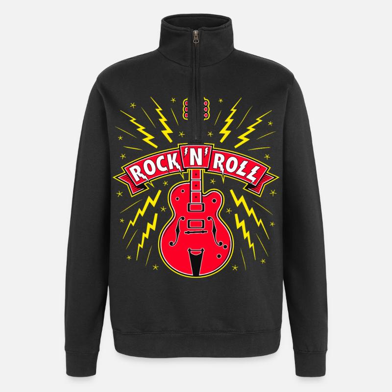 Guitare Rock 'n' Roll Bannière - Sweat à zip 1/4 - noir