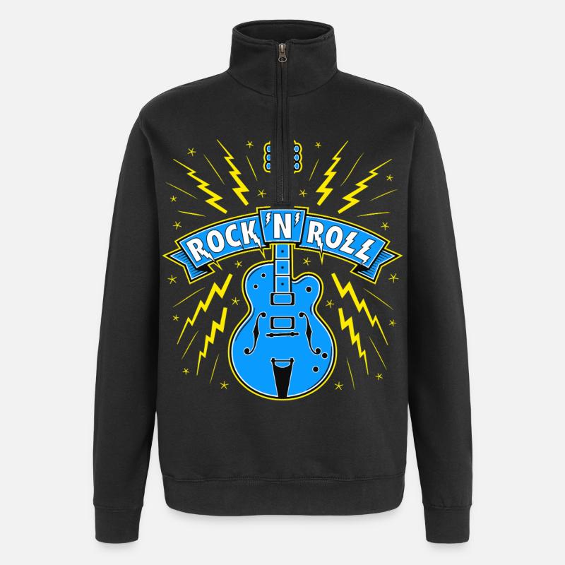 Guitar Rock 'N' Roll Banner - Quarter-Zip Sweatshirt - black