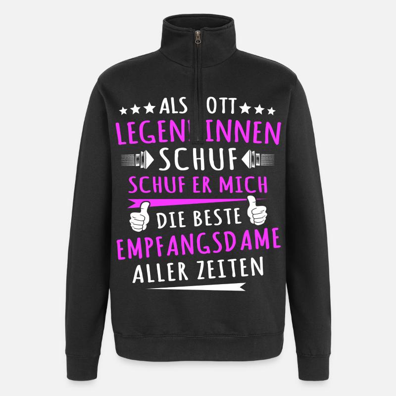 Empfangsdame Sprüche - Quarter-Zip-Sweatshirt - Schwarz