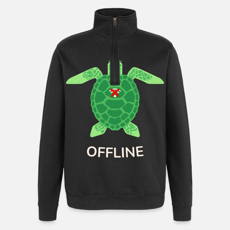 Offline Mode Turtle - Quarter-Zip Sweatshirt - black