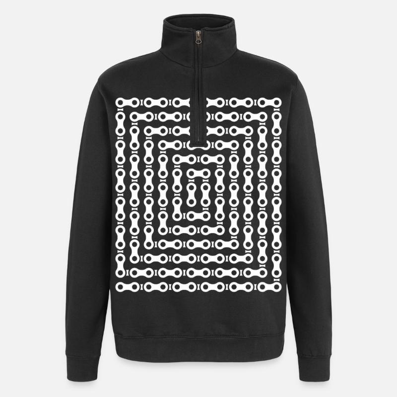 Fahrradketten-Labyrinthmuster - Quarter-Zip-Sweatshirt - Schwarz