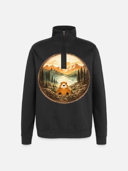 Berg des Marmottierwaldsees - Quarter-Zip-Sweatshirt - Schwarz