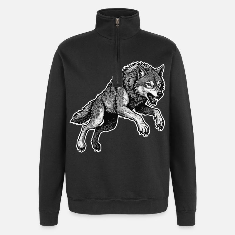 Wild Wolf Race Maskottchen Alpha Wolf - Quarter-Zip-Sweatshirt - Schwarz